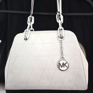 MICHAEL KORS White Leather Quilted Satchel